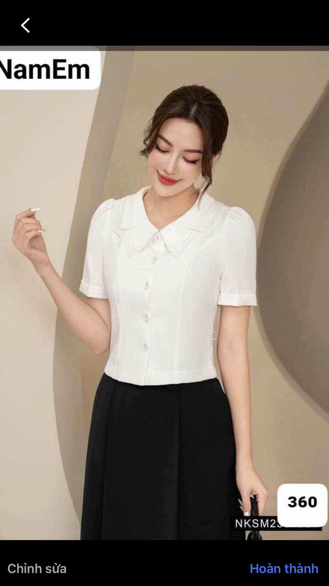 Áo cổ lá sen nhọn uyên dán & 123