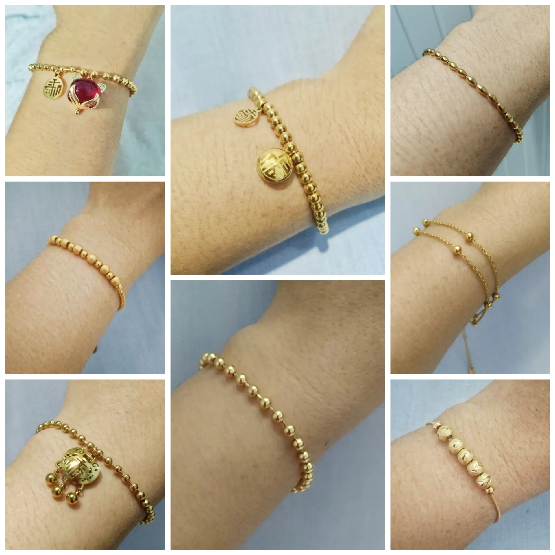 lắc tay xỏ hạt bi vàng titan thời trang nữ nhiều kiểu dáng không phai màu
