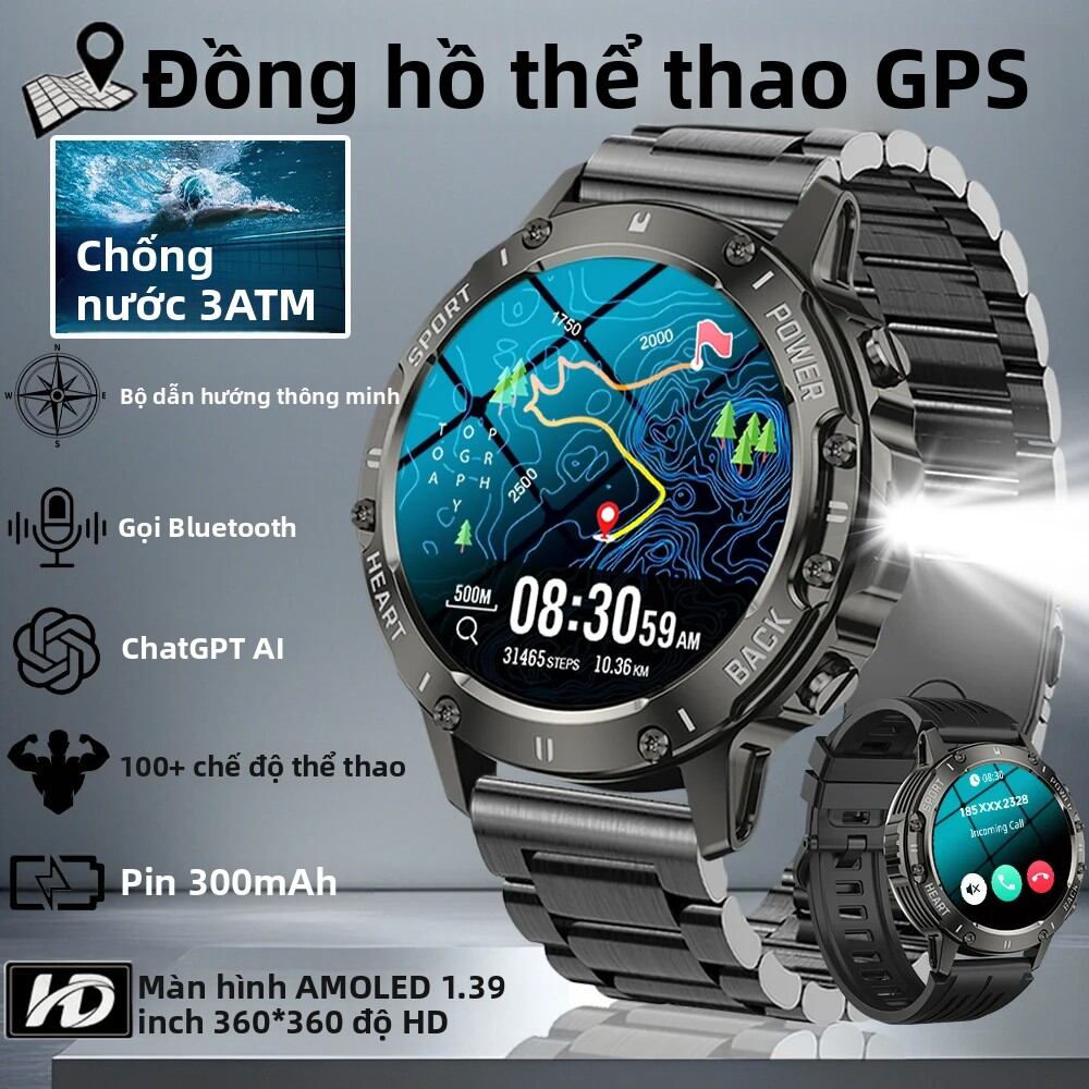DAORKOW2025 Đồng Hồ Thông Minh Nam Cuộc Gọi Bluetooth Theo Dõi Sức Khỏe Đèn Pin LED Thể Thao Ngoài Trời Theo Dõi Sức Khỏe Theo Dõi Nhịp Tim