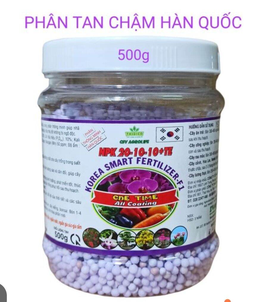 Phân tan chậm thông minh Hàn Quốc Agrolife 20-10-10+TE 500gr, 1ký Cho Lan,Cây kiểng, cây nông nghiệp