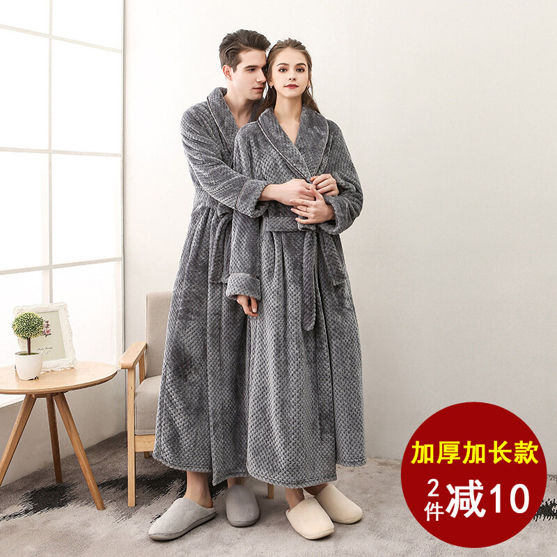 Áo Choàng Tắm Cặp Đôi Áo Ngủ Kiểu Liền Nữ Nhung Flannel Gợi Cảm Mùa Thu