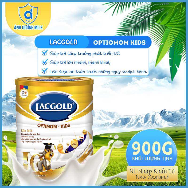 Sữa lacgold optimom kids - 900g tăng cường hệ miễn dịch, phát triển trí não, giúp trẻ ăn ngon hấp thu tốt