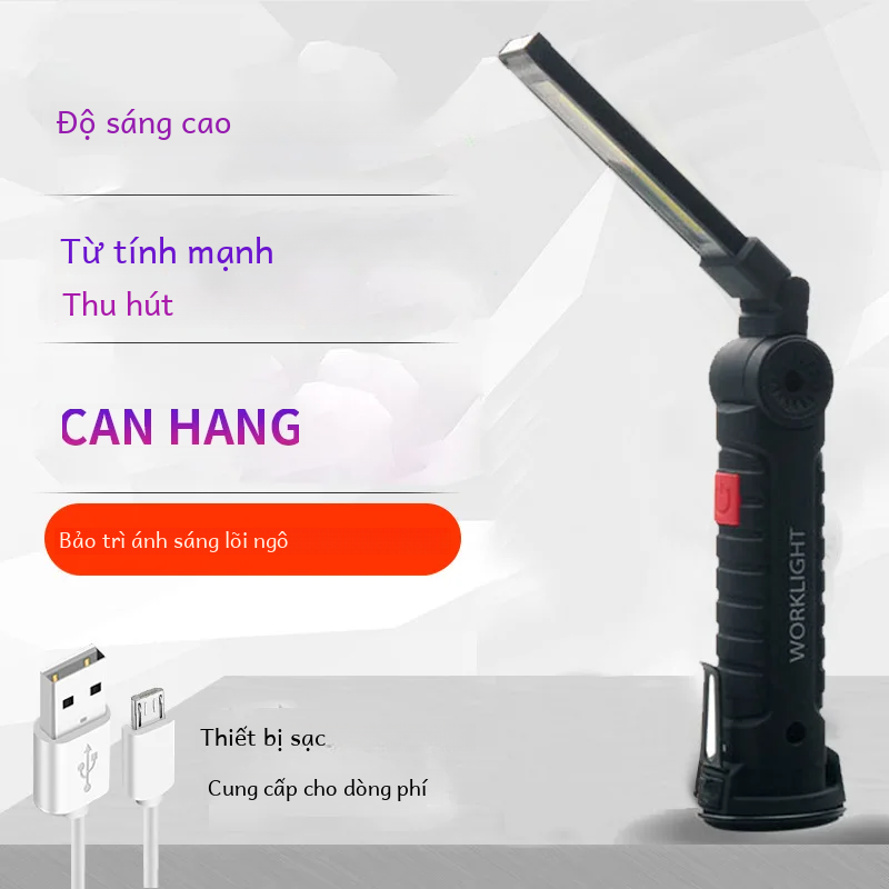 Đa chức năng sạc COB làm việc ánh sáng dẫn kiểm tra ánh sáng gấp xe Nam Châm Đèn pin bảo trì ngoài trời Lều ánh sáng