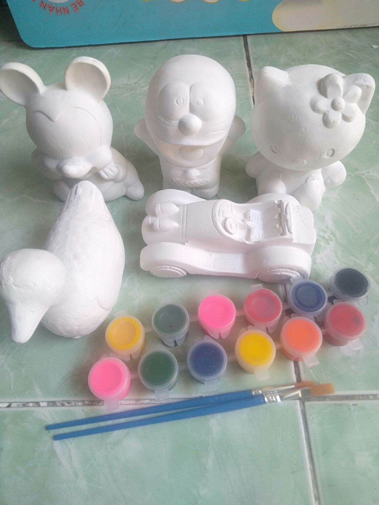 Combo 5 tượng tô màu loại vừa tặng 1 vĩ  6 màu và 1 cọ