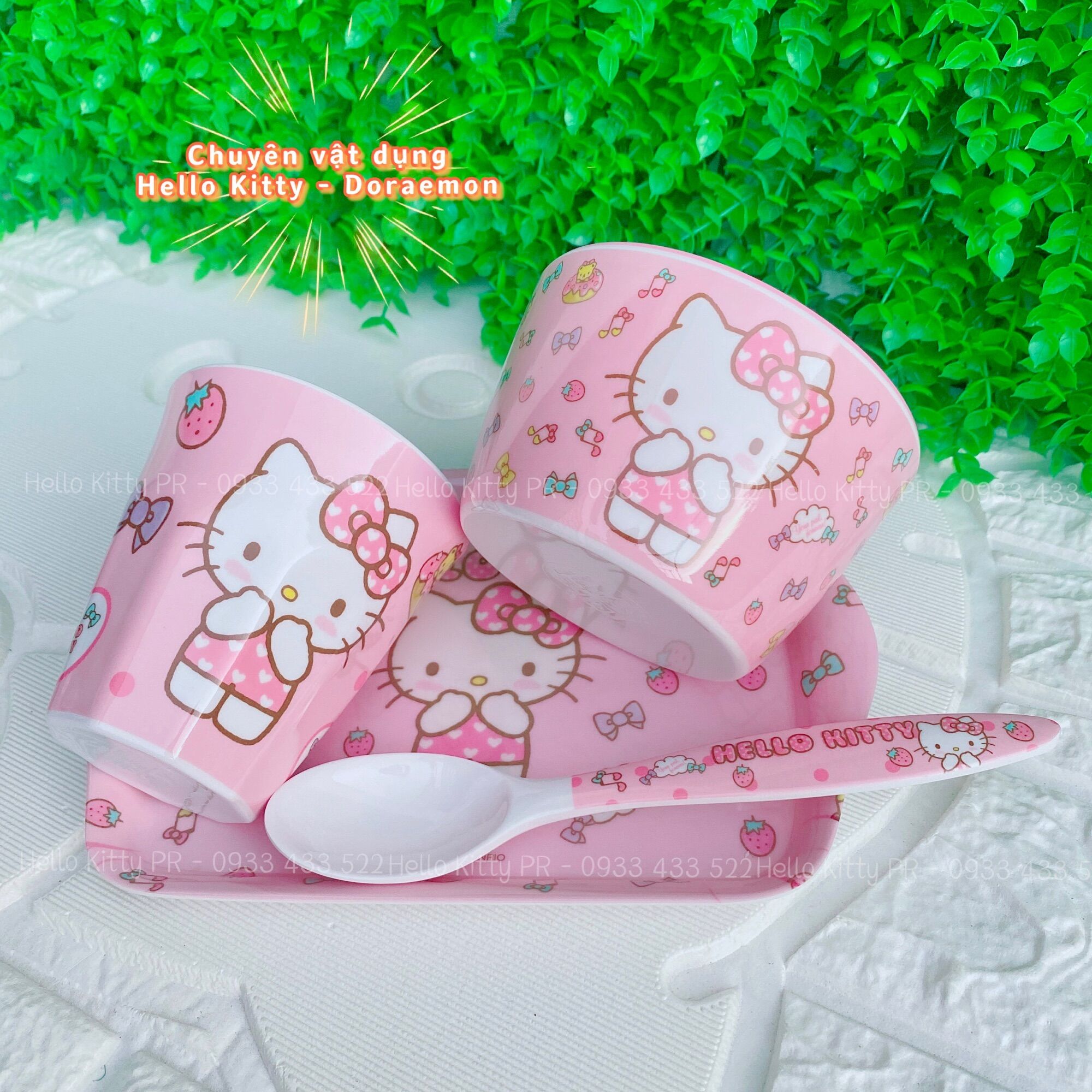 COMBO CHÉN LY MUỖNG DĨA HELLO KITTY