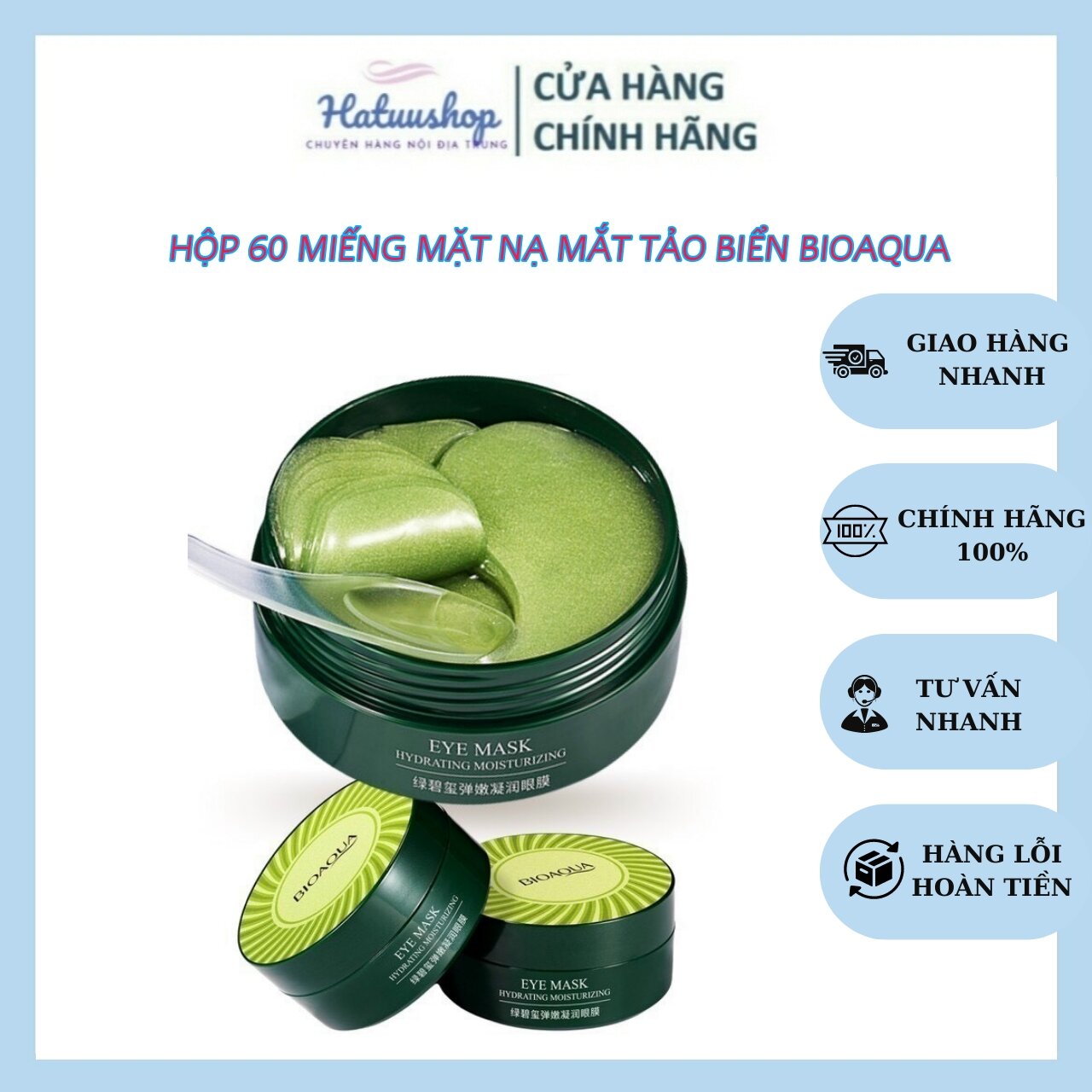 Hộp 60 miếng mặt nạ dưỡng mắt bioaqua giảm quầng thâm, bọng mắt, thâm mắt