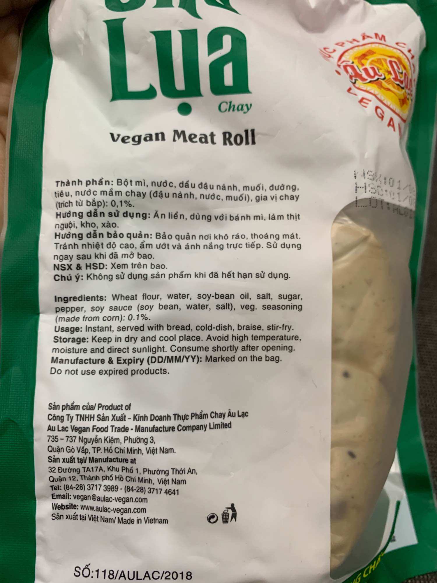 Chả Lụa Chay Âu Lạc 250 gr ( hàng tiệt trùng)