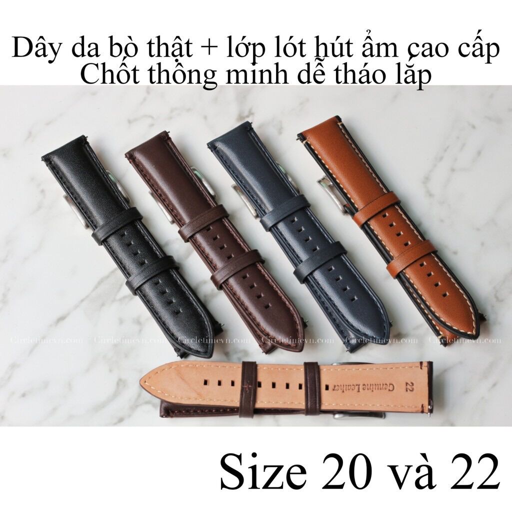 [HCM]Dây da bò cao cấp cho Fossil size 20 và 22 chốt thông minh