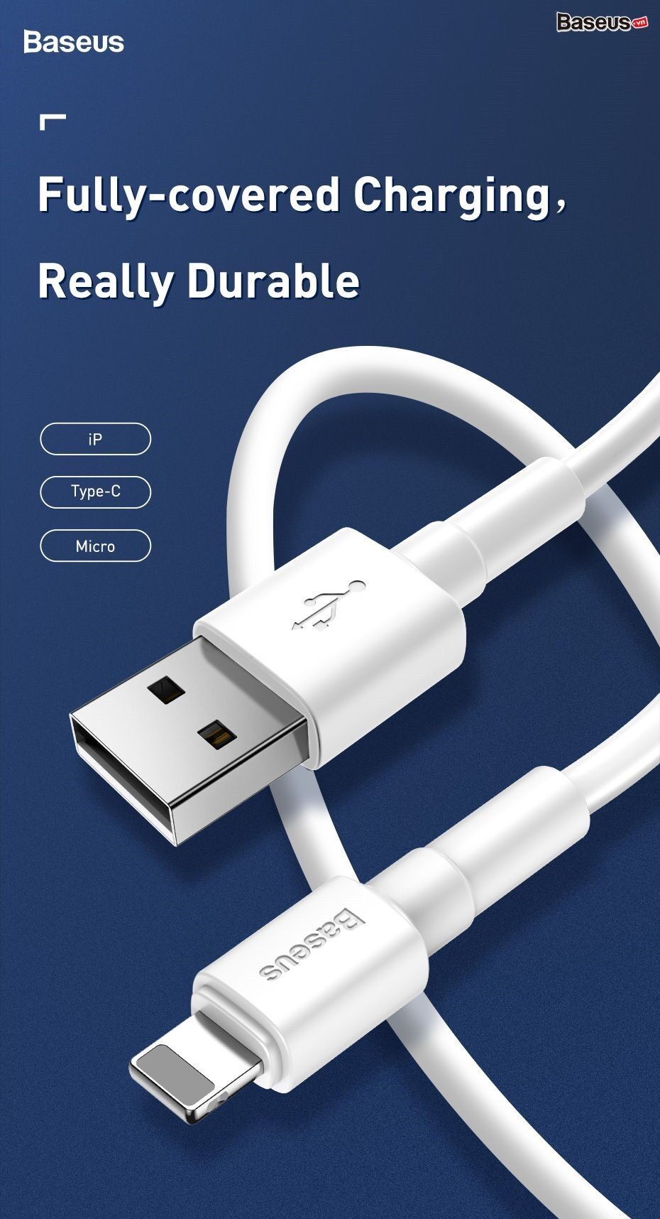 DÂY CÁP SẠC NHANH SIÊU BỀN BASEUS MINI WHITE DÙNG CHO iphone LIGHTNING