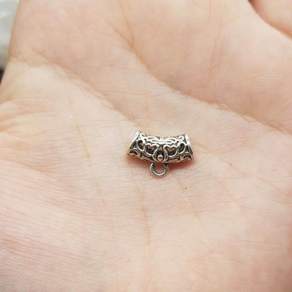Charm ống luồn bạc thái có móc treo phụ kiện