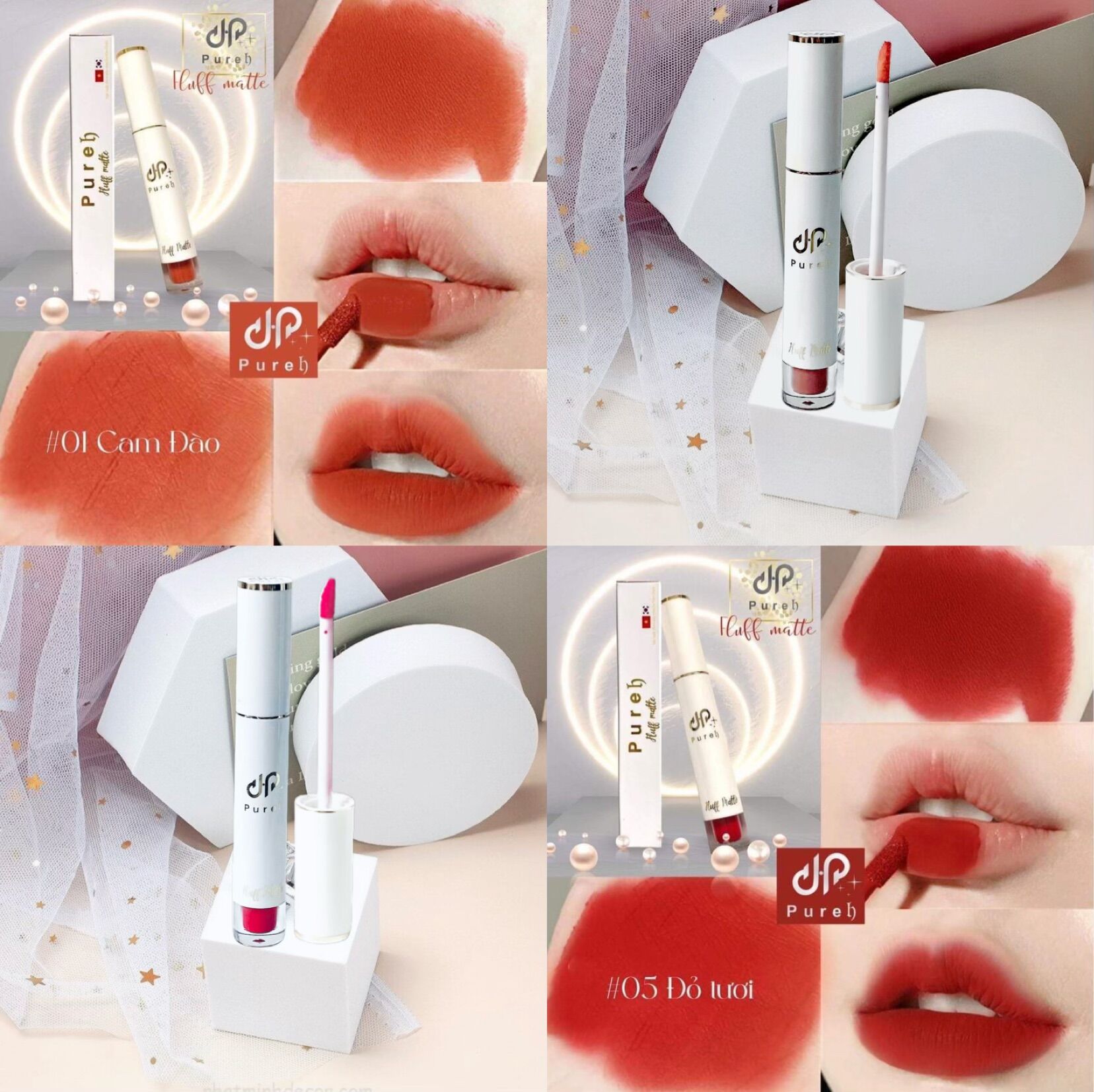 Son kem nhung lì cam đào+ đỏ tươi " cupid box"