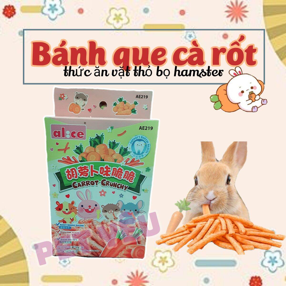 Bánh que cà rốt thức ăn vặt thỏ bọ hamster ❤❤🐻🐁🐰