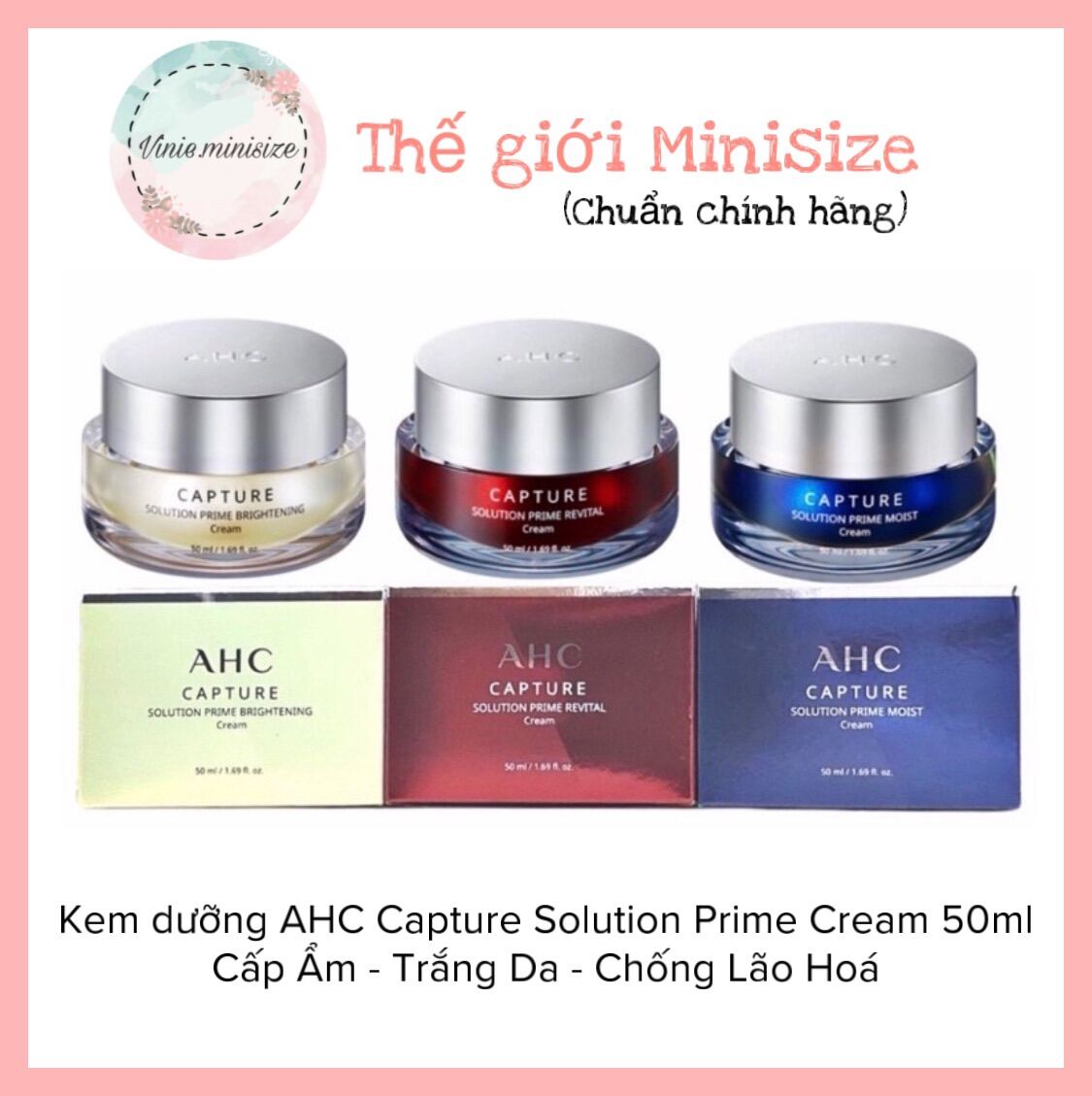 Kem dưỡng AHC Capture Solution Prime Cream 50ml Cấp Ẩm - Trắng Da - Chống Lão Hoá | Vinie.minisize