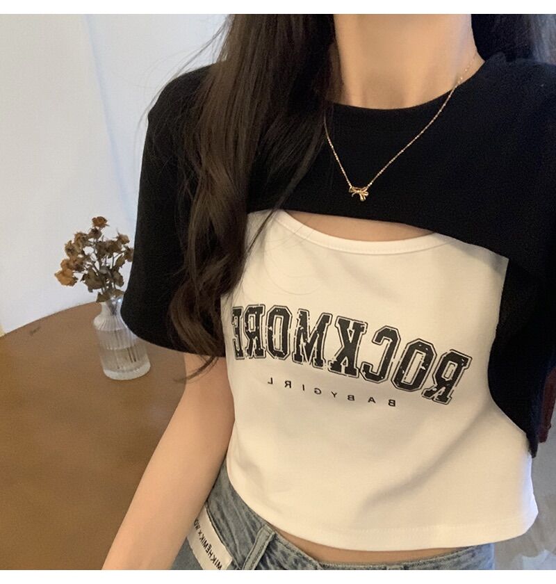 ÁO CROPTOP HAI MÓN CẶP IN ROC1