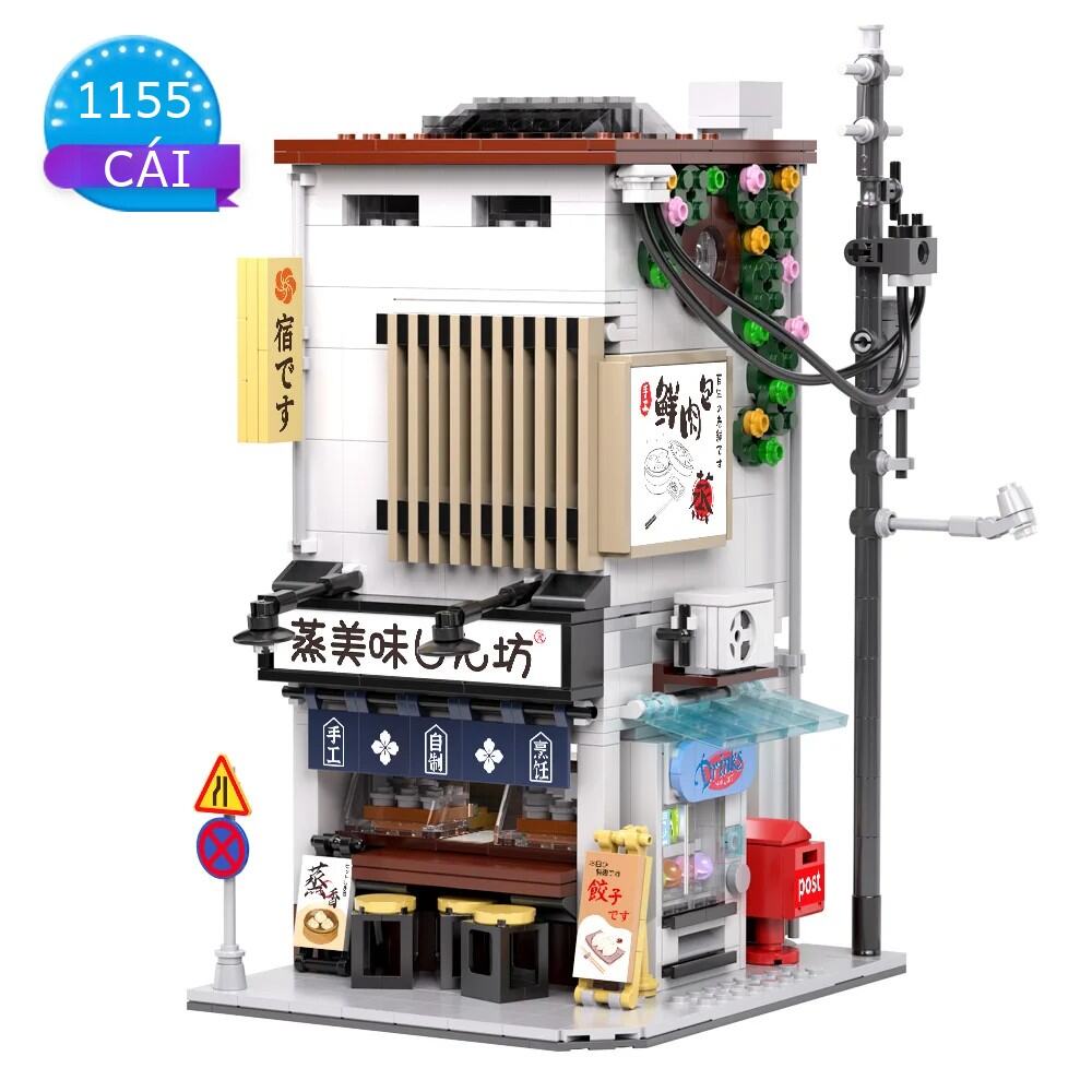 Nhật Bản Hướng Phố Hấp Bun Bao Zi Store Gạch 1155 Chiếc Mô Hình Tương Thích Lego Xây Dựng Xây Dựng Đồ Chơi Quà Tặng Dành Cho Thanh Thiếu Niên 14 + Tuổi