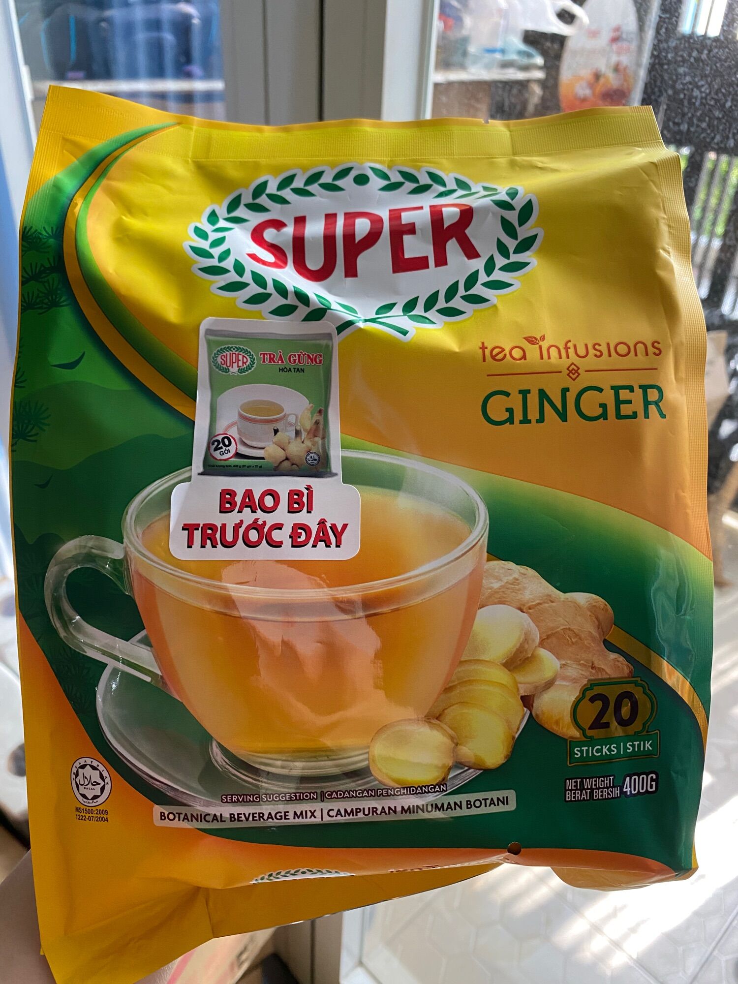 Trà gừng hòa tan super 400g( 20gx 20 gói) date 3/1/2025