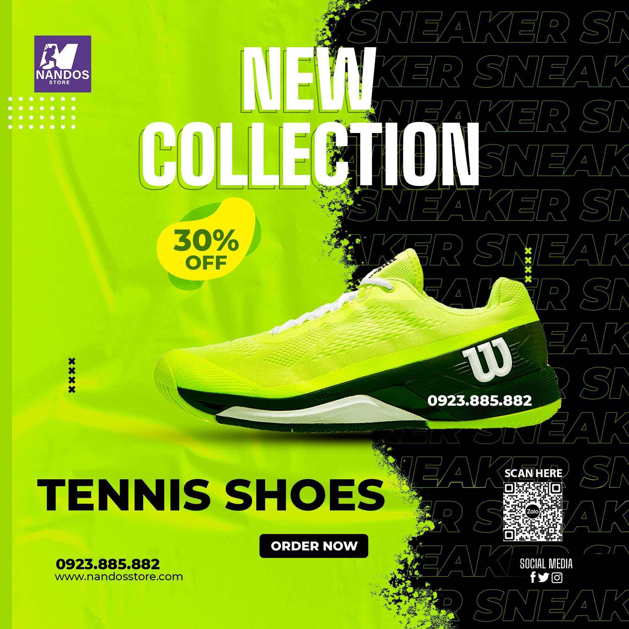 Giày tennis wilson chính hãng RuSh pro V4 black neon