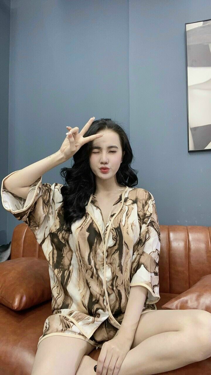 Bộ pizama đùi lụa satin loang form dưới 65k/ chất lụa satin loại 1