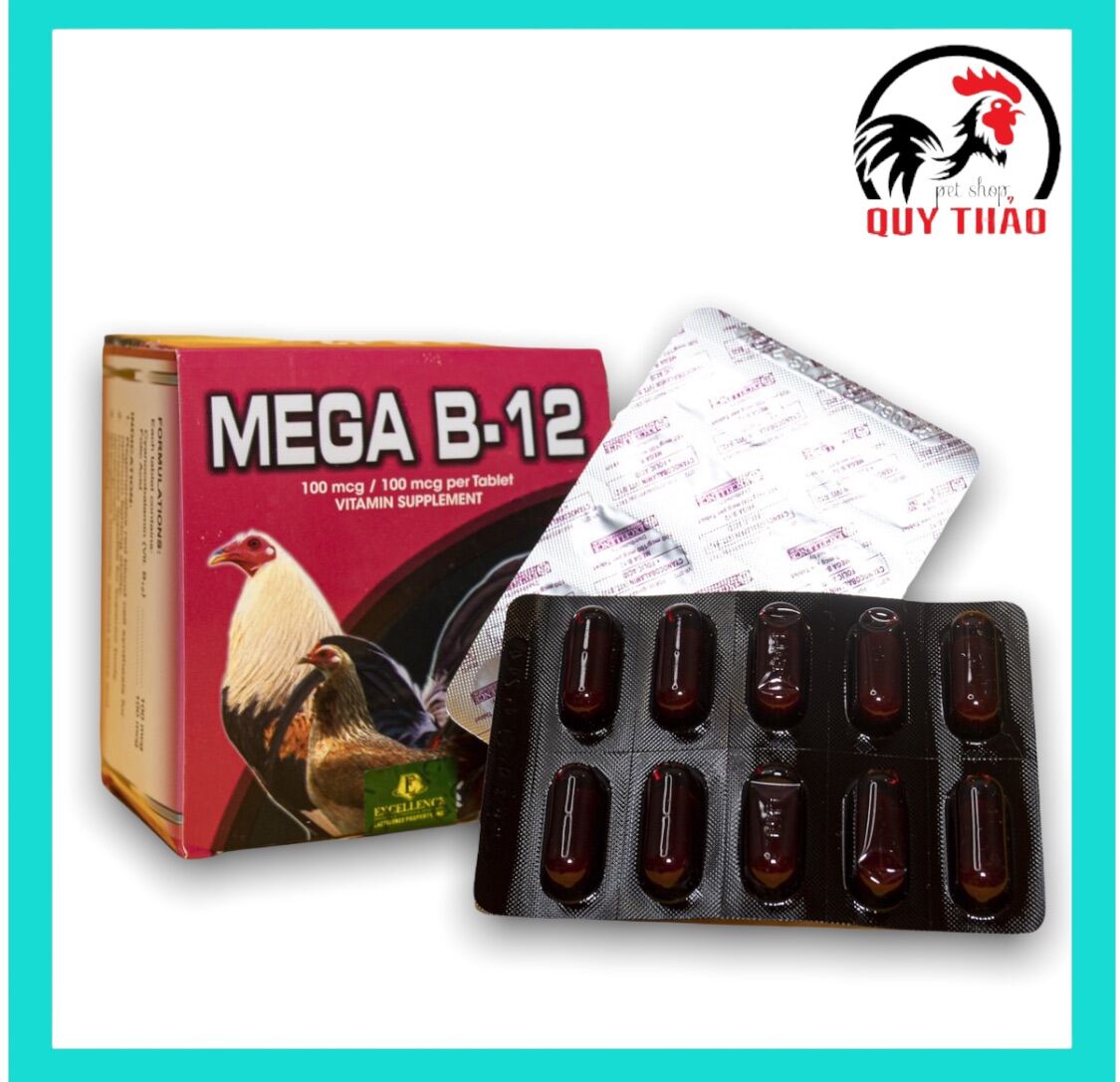 Thuốc gà đá mega b12 dinh dưỡng cho gà đá 1 hộp 100 viên - ảnh sản phẩm 2
