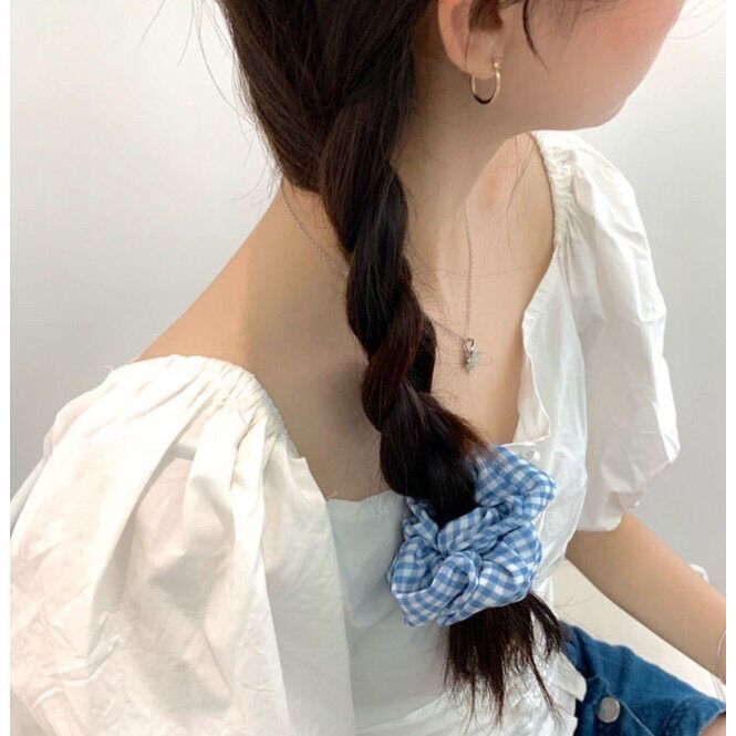 Cột tóc Scrunchies tông xanh dương Meily Store