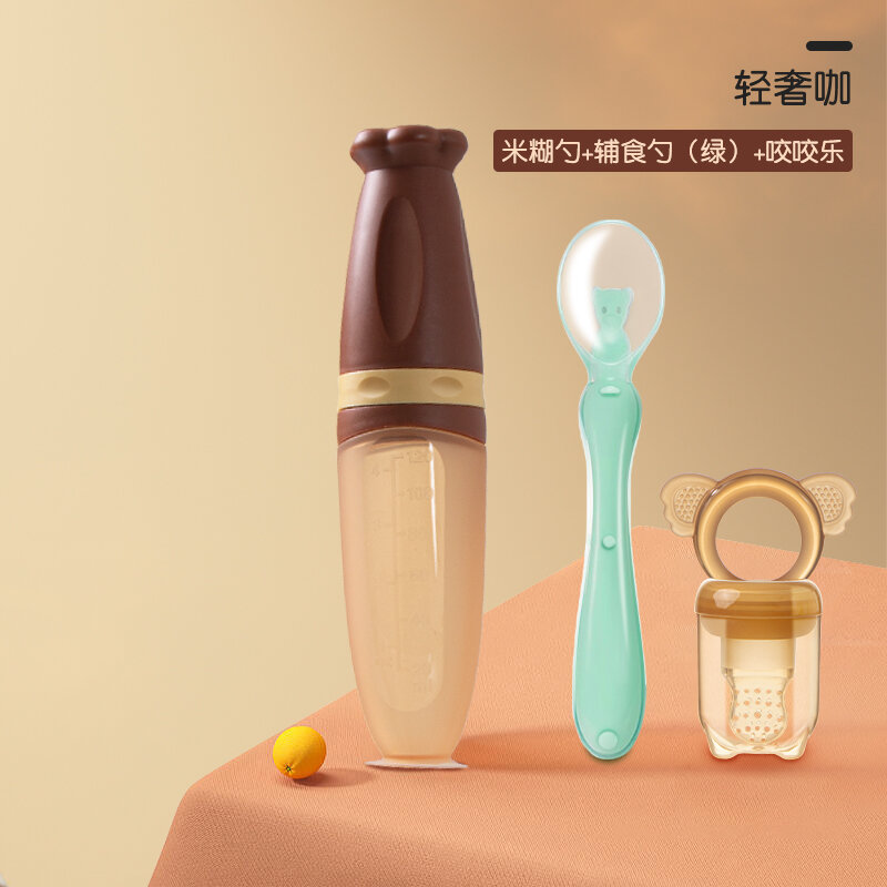 Muỗng ăn dặm cho trẻ sơ sinh qiqiqibao muỗng bột ép gạo bình sữa silicon cho trẻ sơ sinh bát ăn dặm cho trẻ sơ sinh dụng cụ ăn dặm