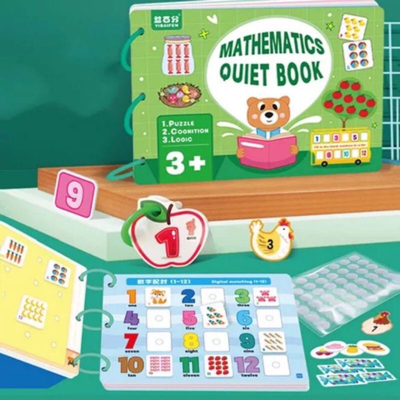 Học liệu bóc dán Montessori- bóc dán toán học cho bé Mathematics Quiet