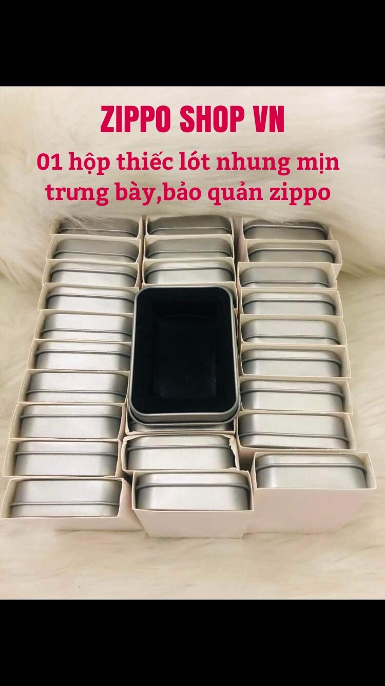 01 Hộp đụng zippo, bật lửa lót nhung mịn dùng để trưng bày bảo quản - Hộp vỏ thiếc - Box thiếc đựng zippo