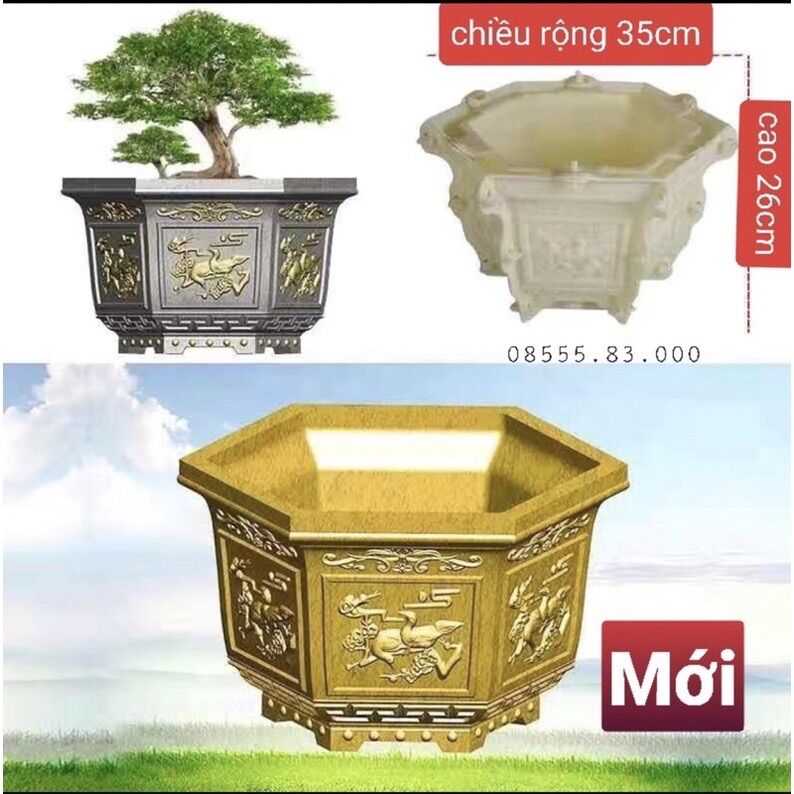 Khuôn đúc chậu lục giác 35 ( khuôn chậu abs có lòng trong )