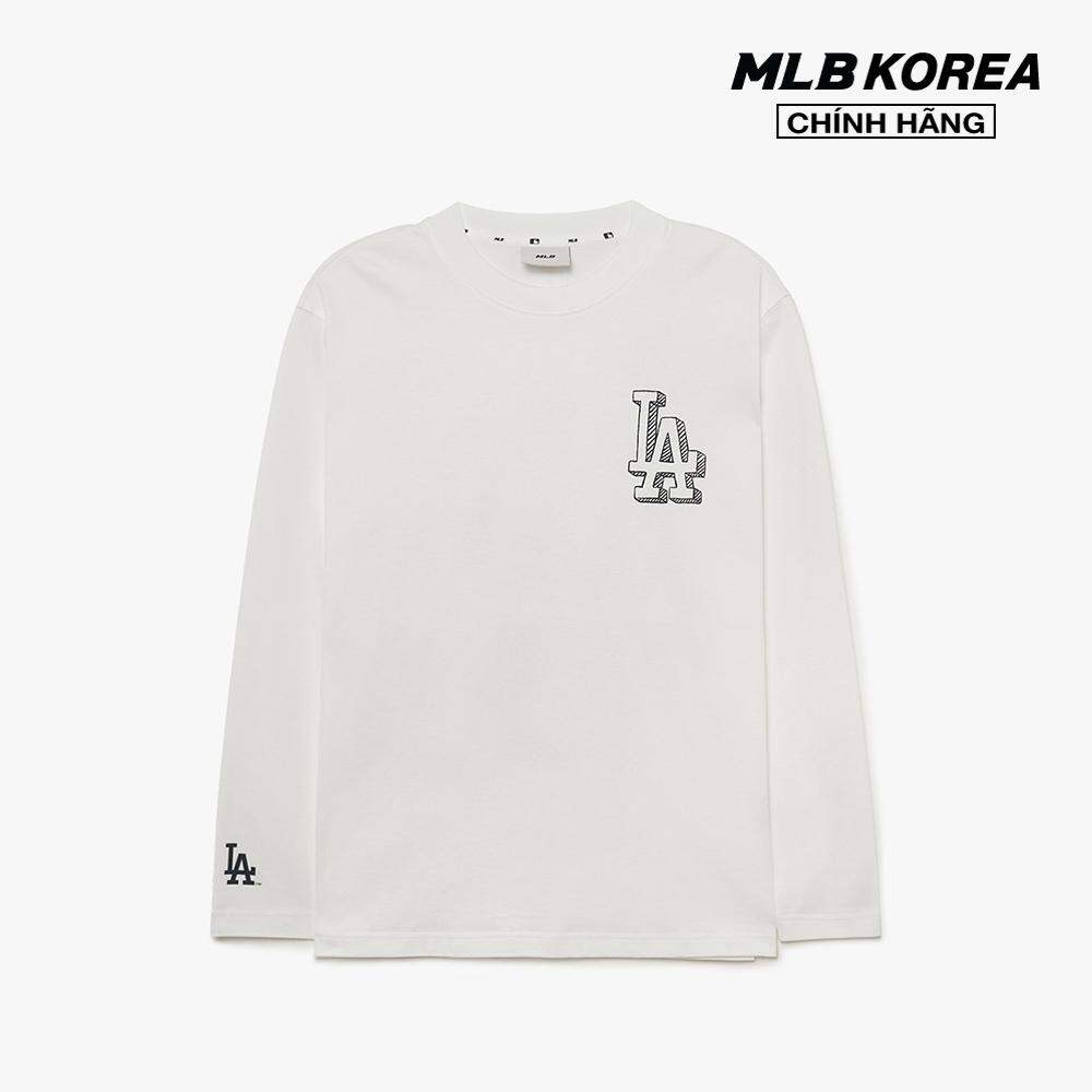 Mlb - áo thun unisex cổ tròn tay dài basic mega logo 3atsb0334-07whs