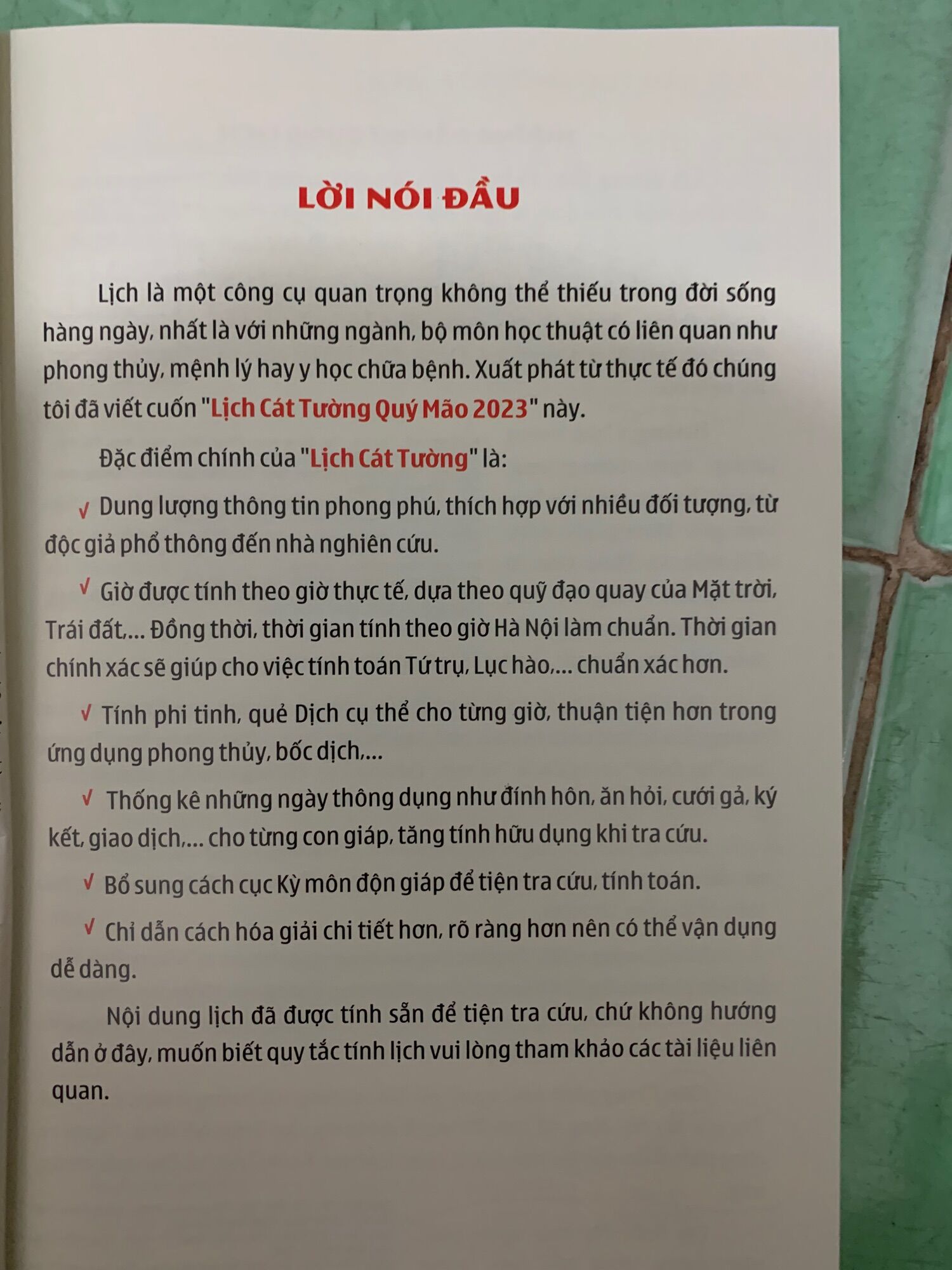 Lịch cát tường Quý mão 2023