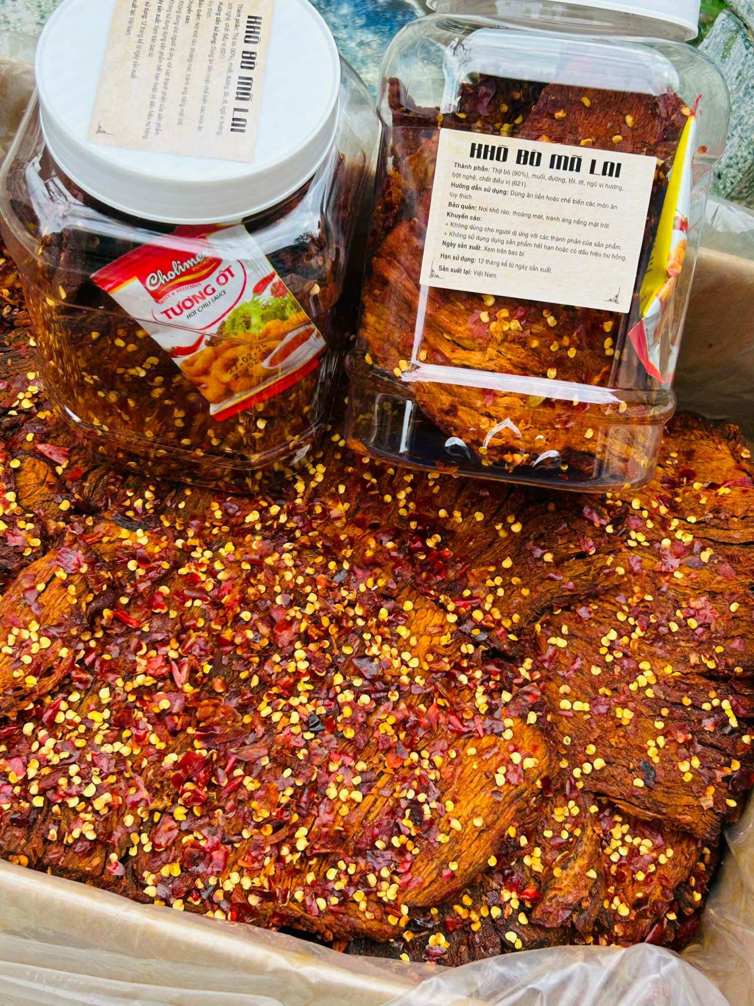 Khô bò Malay Siêu cay 500g có dây xách