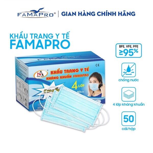 SỈ 1 THÙNG KHẨU TRANG Y TẾ CÔ GÁI 4 LỚP FAMAPRO KHÁNG KHUẨN (50 hộp)