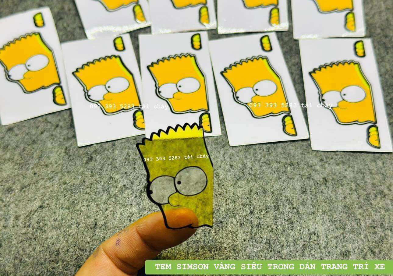Tem simson vàng siêu trong suốt dán trang trí xe