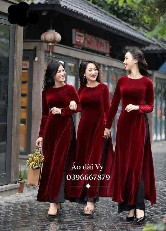 ÁO DÀI NHUNG MAY SẴN DÀNH CHO MẸ