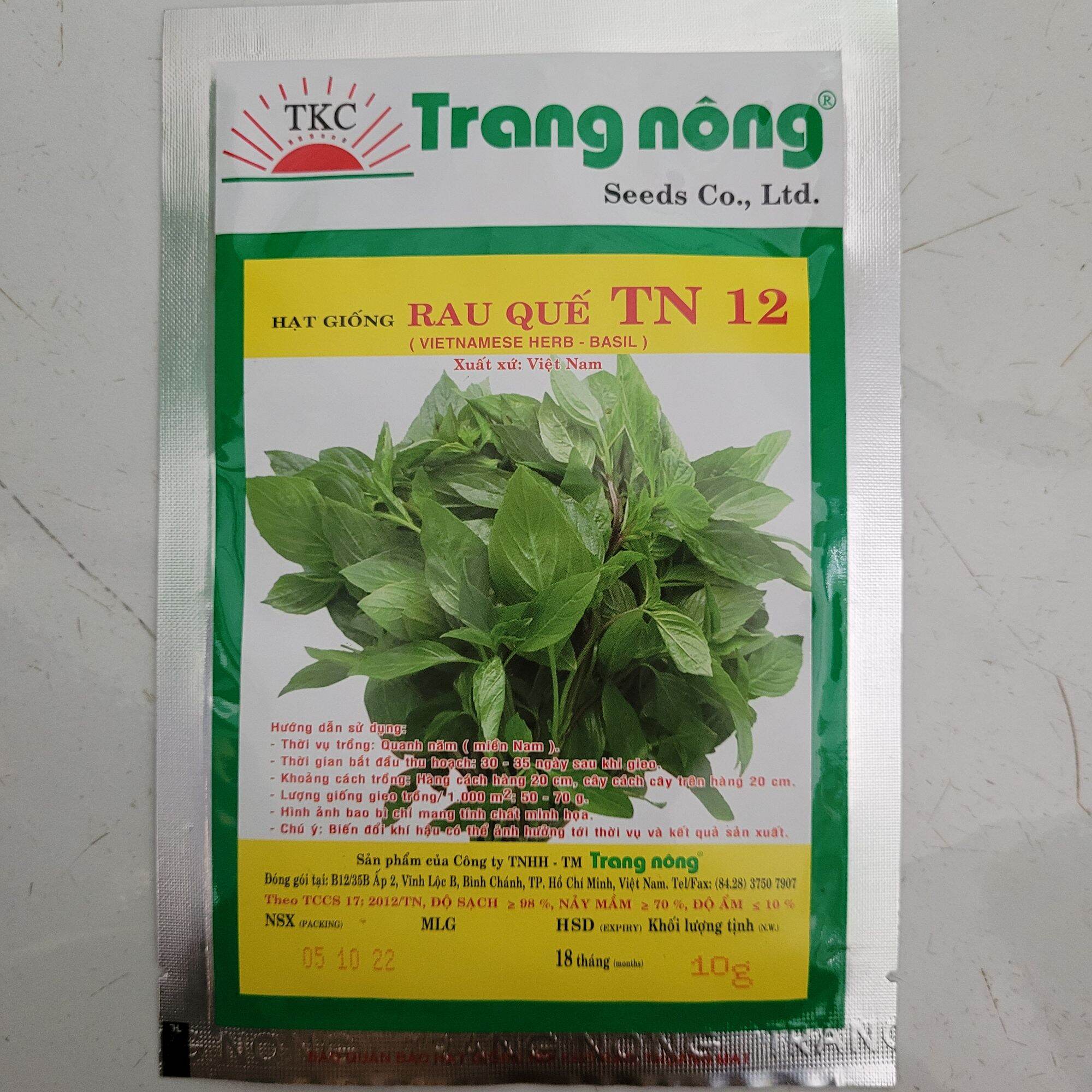 Hạt giống rau quế trang nông tn12 gói 10gr
