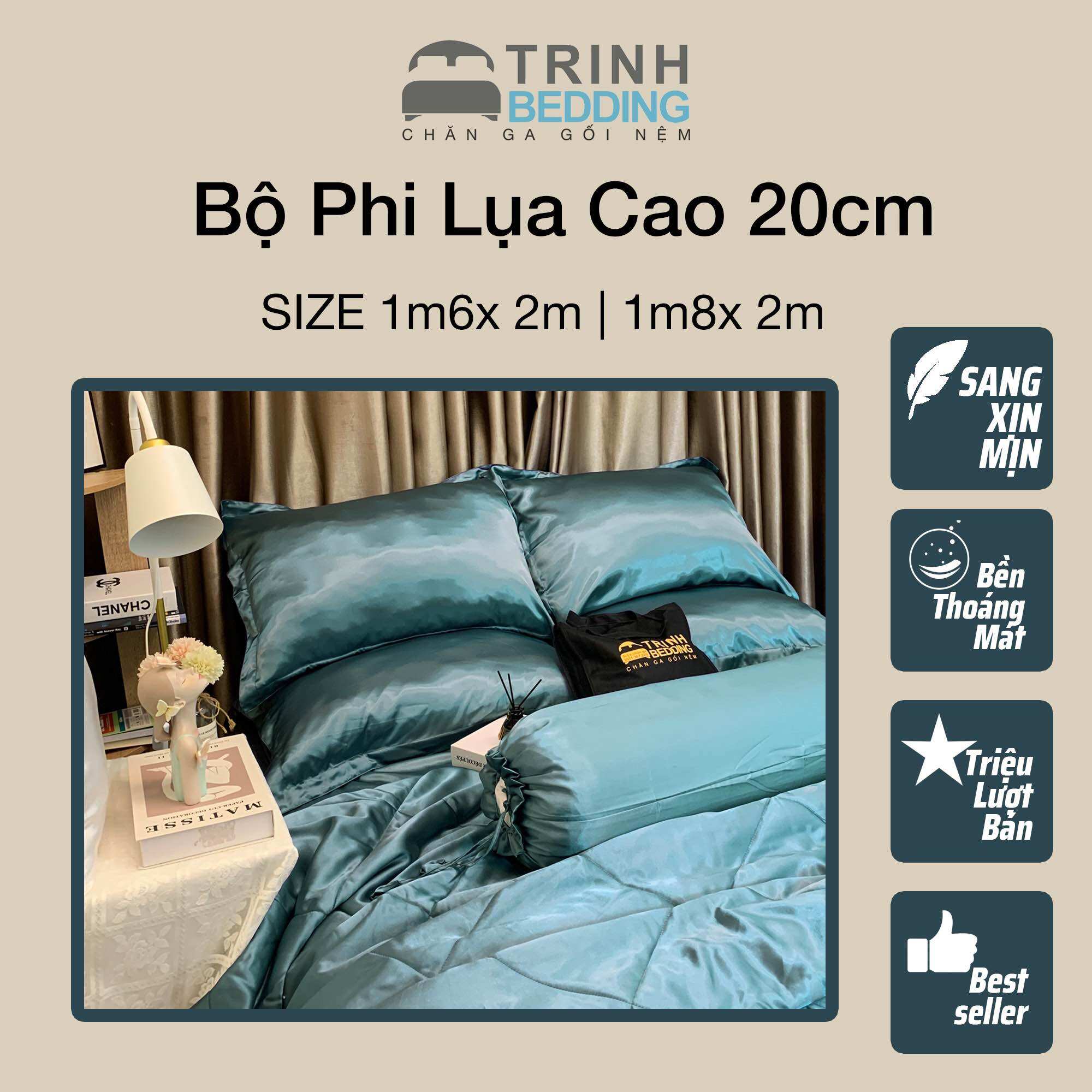 Bộ drap phi lụa mịn mát cao cấp trinhbedding