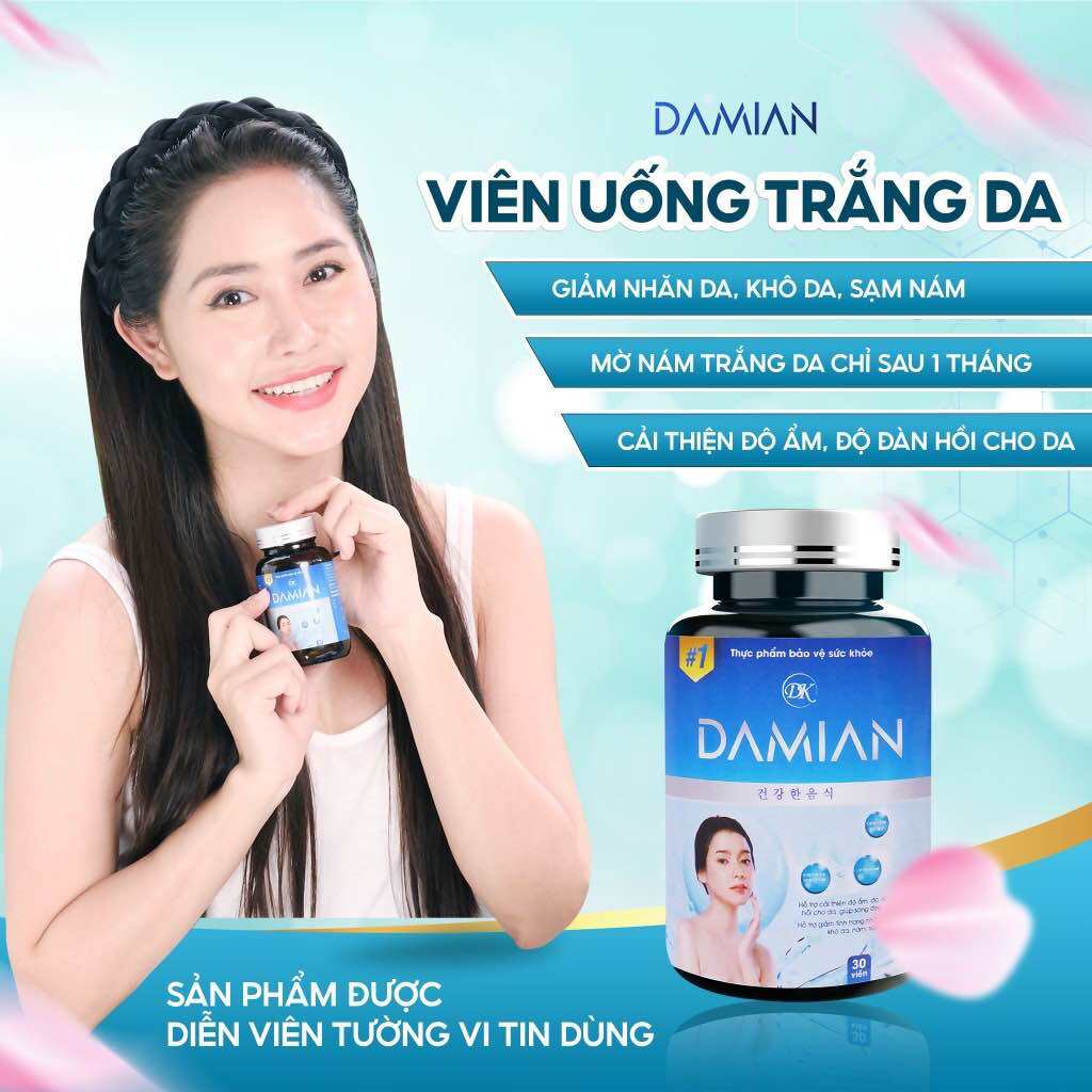 [Hàng Chính Hãng Công Ty] Viên uống trắng da Damian chứa Glutathione giúp trắng da, căng bóng, mờ th