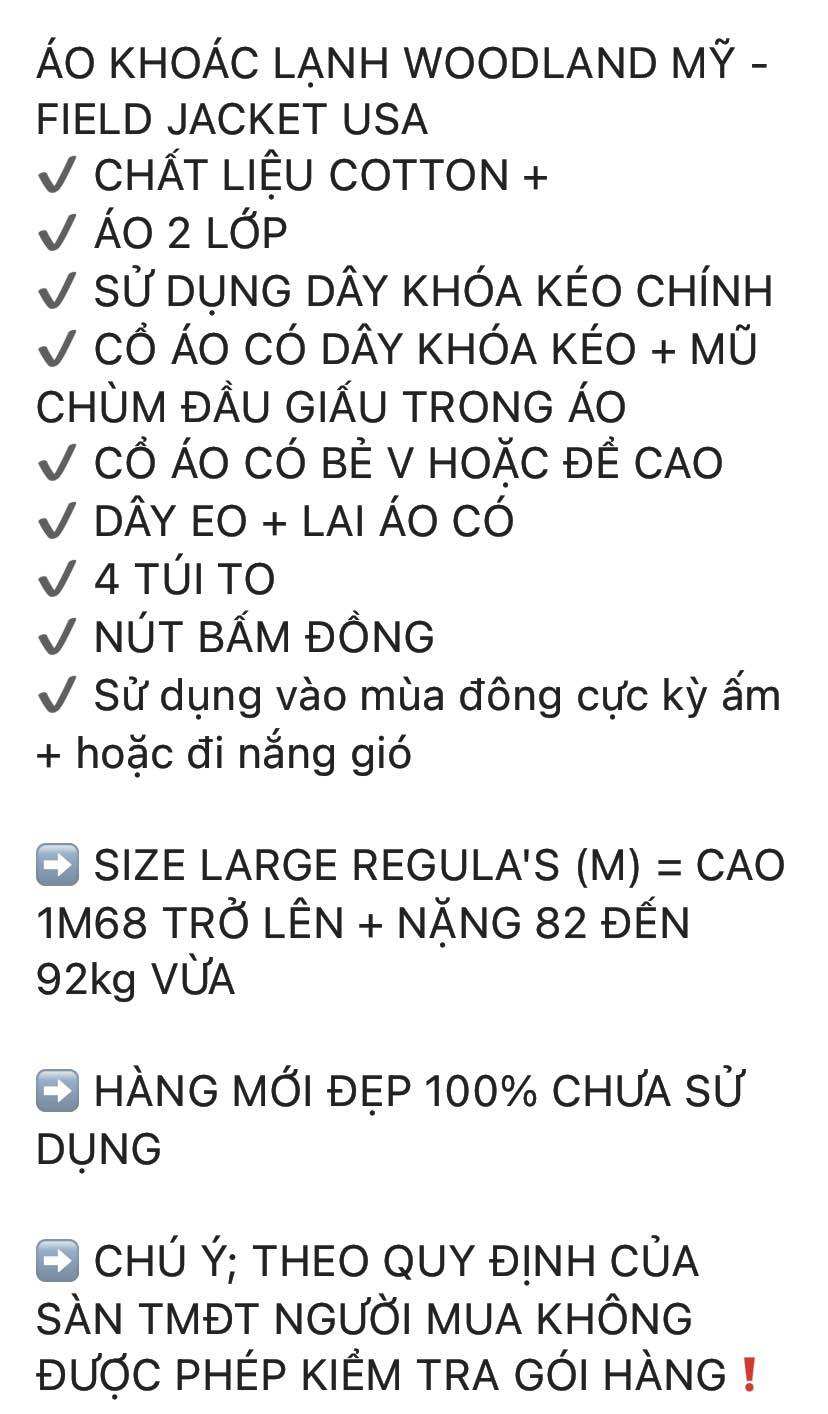 ÁO KHOÁC- M65 JACKET USA - FIELD JACKET MỸ - 82-92KG