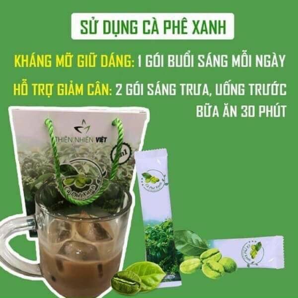 Cafe xanh 30 gói - Cafe xanh Thiên Nhiên Việt kháng mỡ thiên nhiên việt 30 gói, Cafe giảm cân