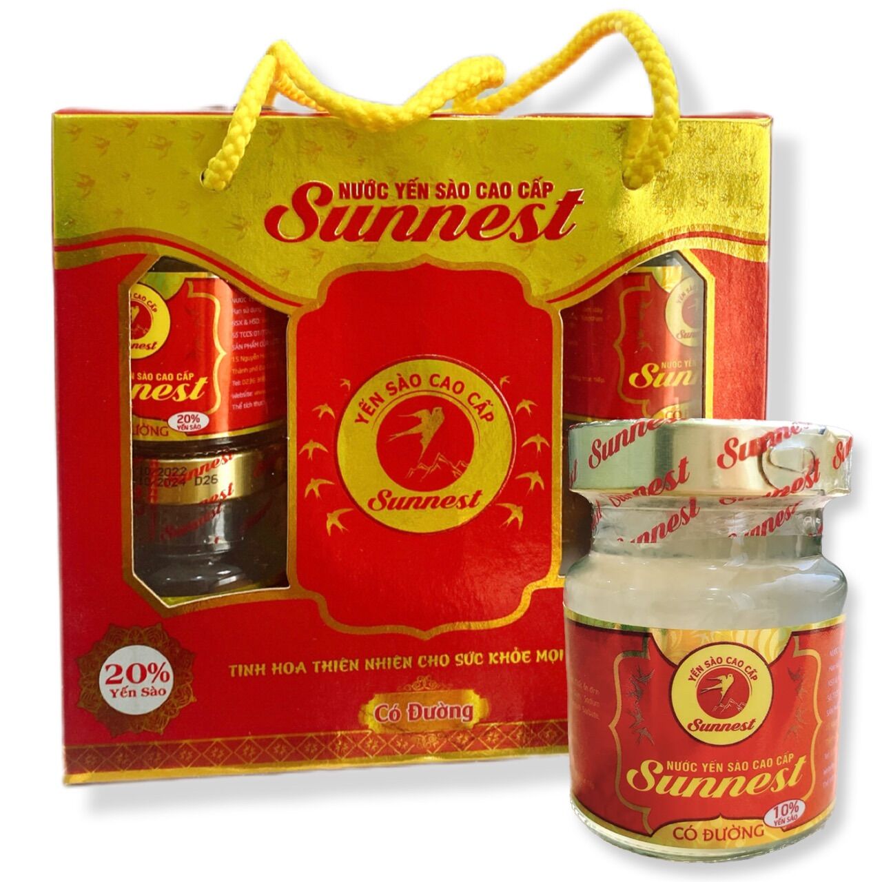 Hộp x 6 lọ x 70ml Yến Sào 20% yến Sunnest Yến chưng Đường Phèn (Date: 24 tháng)