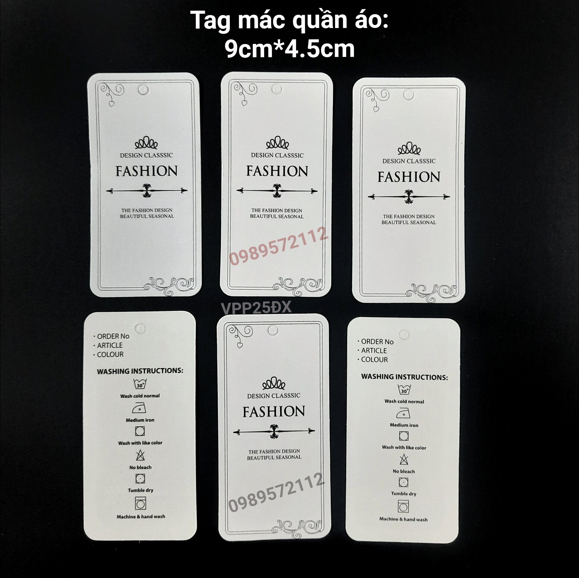 Tag mác quần áo bằng giấy .