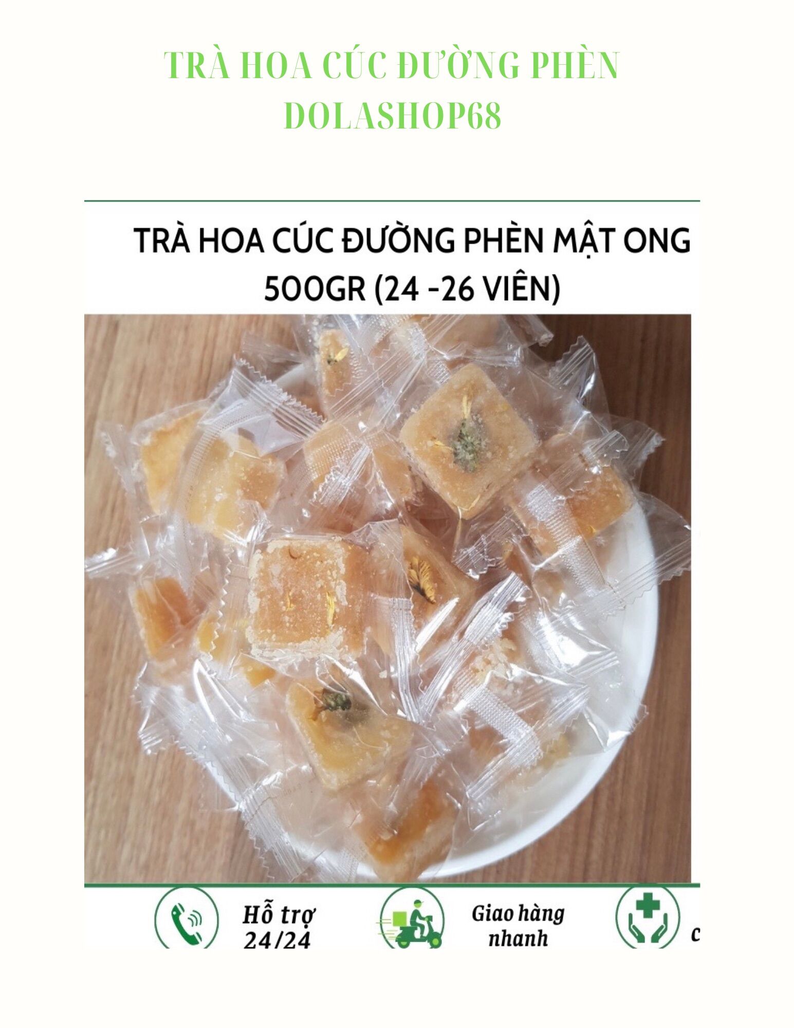 500g trà hoa cúc đường phèn - giúp ngủ ngon, đẹp dáng, dưỡng da