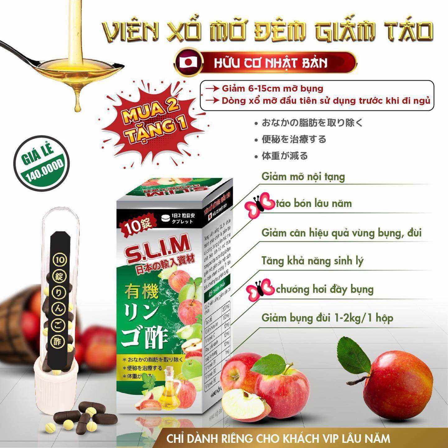 Xổ Mỡ Giấm Táo Đêm Chính Hãng