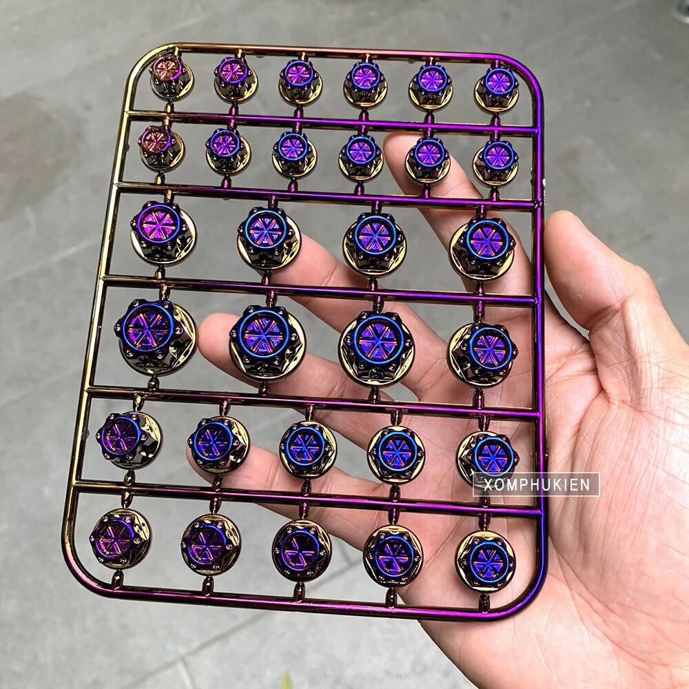 Chụp Ốc Xi Màu Titan Trang Trí Xe Máy [ 1 Bộ 30 cái ]