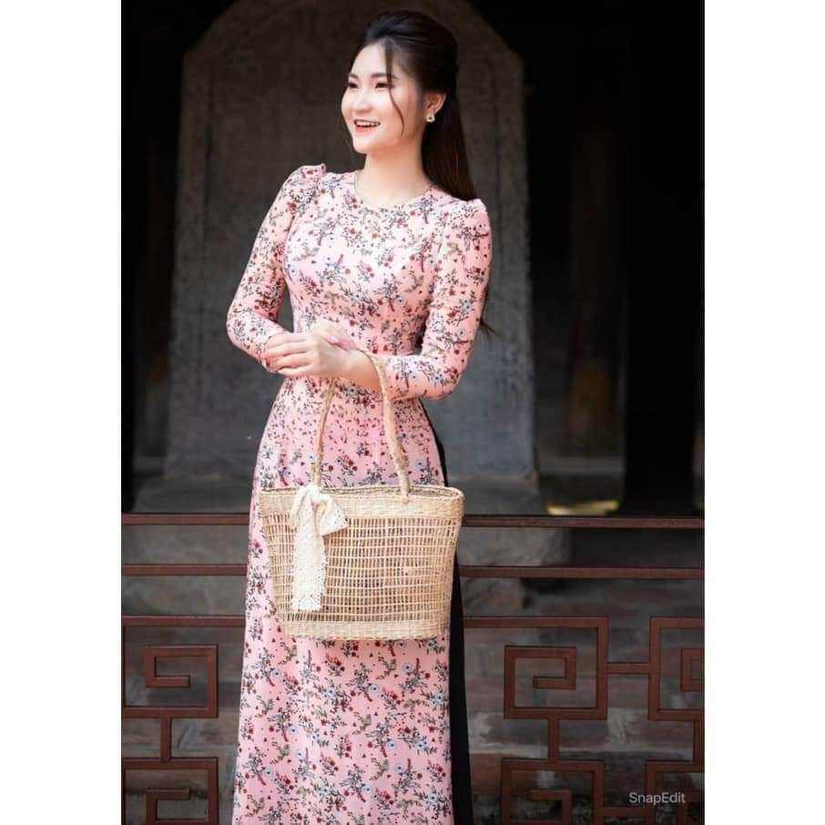 Áo dài hoa nhí ( xả kho áo lẻ size)