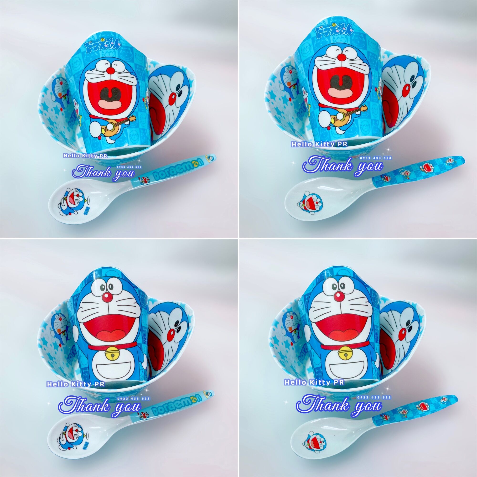 Combo tô muỗng ly Hello Kitty - Doremon Doraemon