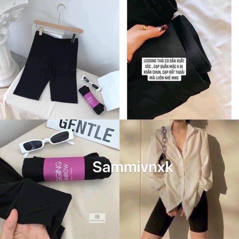 Quần legging lửng thái💥Quần legging ngố đùi thái cạp chun siêu mịn💥 freeship💥