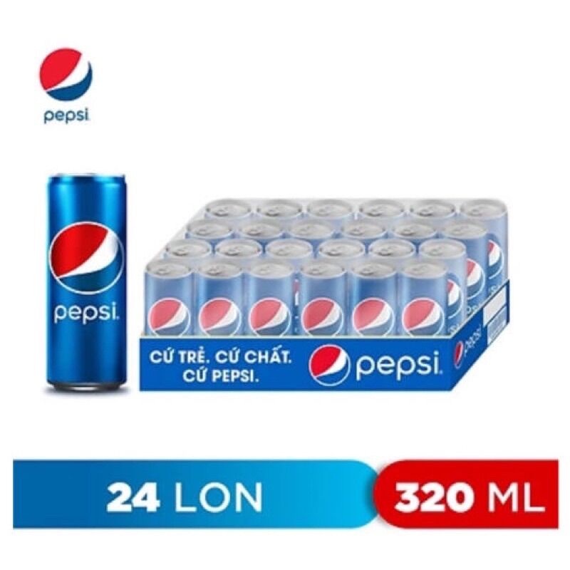 Hỏa tốc - thùng 24 lon pepsi có gas lon 320 ml