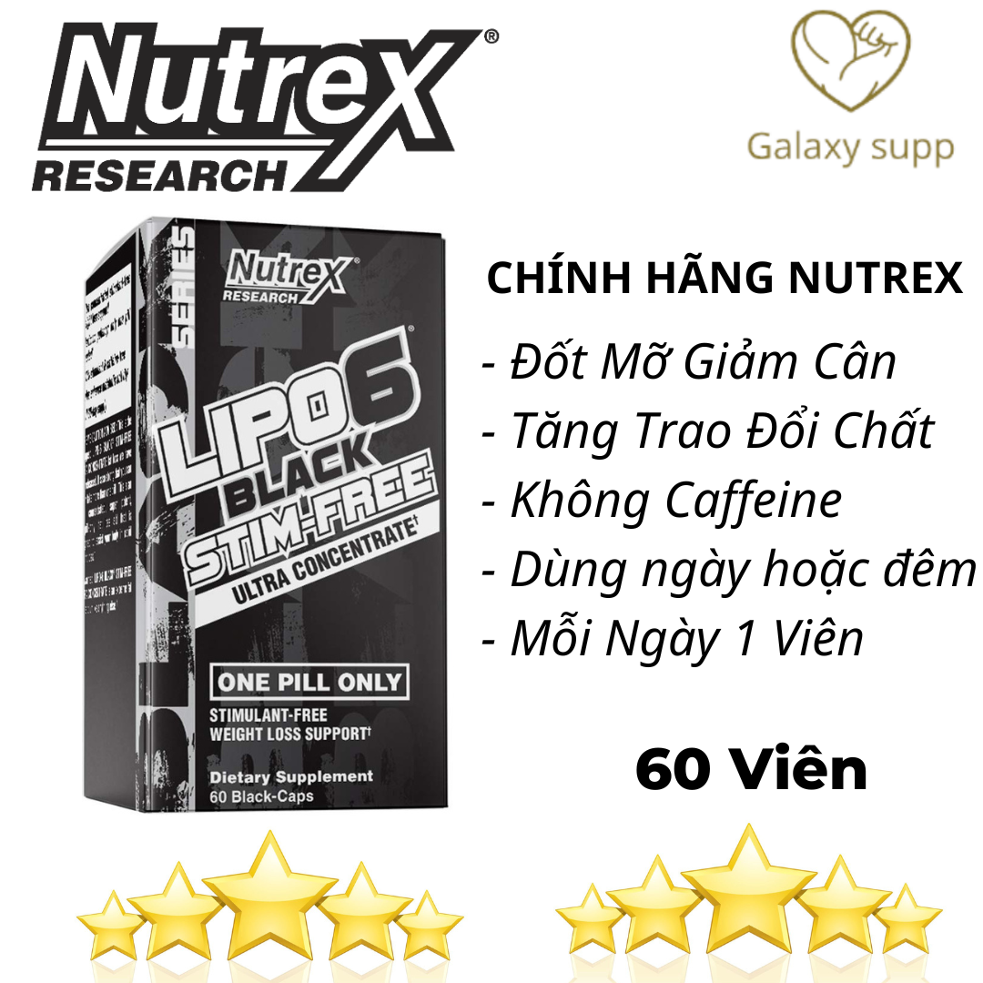 Nutrex Lipo6 Black Stim Free Đốt Mỡ Giảm Cân 60 Viên