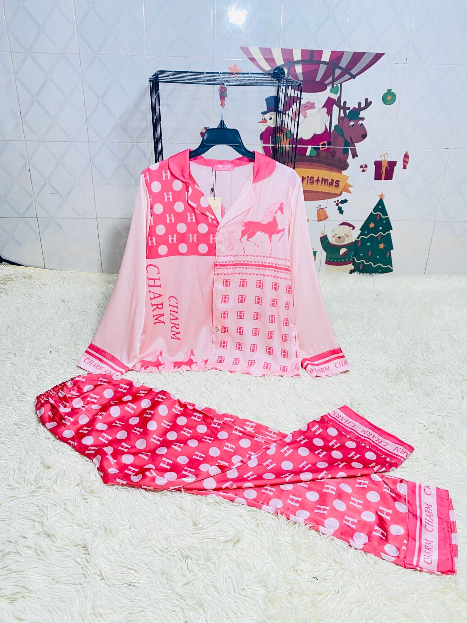 Set bộ Pịama lụa cao cấp tay dài quần dài dưới 60kg